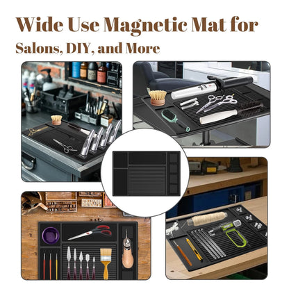 Adevar Magnetic Barber Mat for Clippers,Barber Station Organizer Black