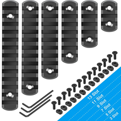 REERON Single Picatinny Rail Section Adapter 6 Pack 3 5 7 9 11 13 Slot Black