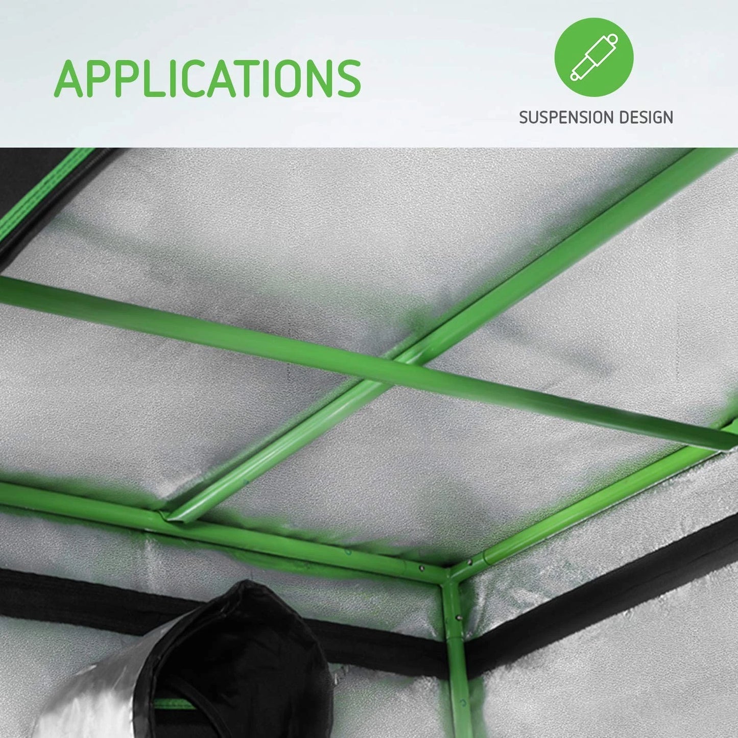 2pcs VIVOSUN Grow Tent Support Poles 48x48 inches, Hanging For 4x4, Green