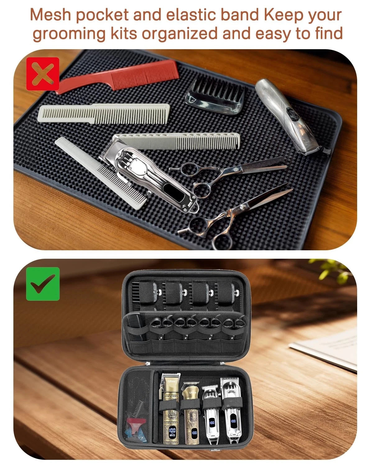 RAIACE Hard Travel Storage Case Compatible with Hair Clippers, Medium, Black