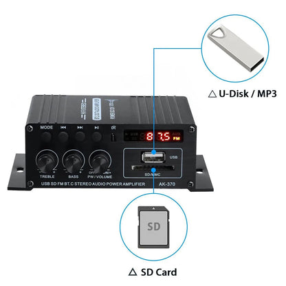 Bluetooth Mini HiFi Digital Stereo Audio 2 Channels Amplifier Power Amp DC 12V