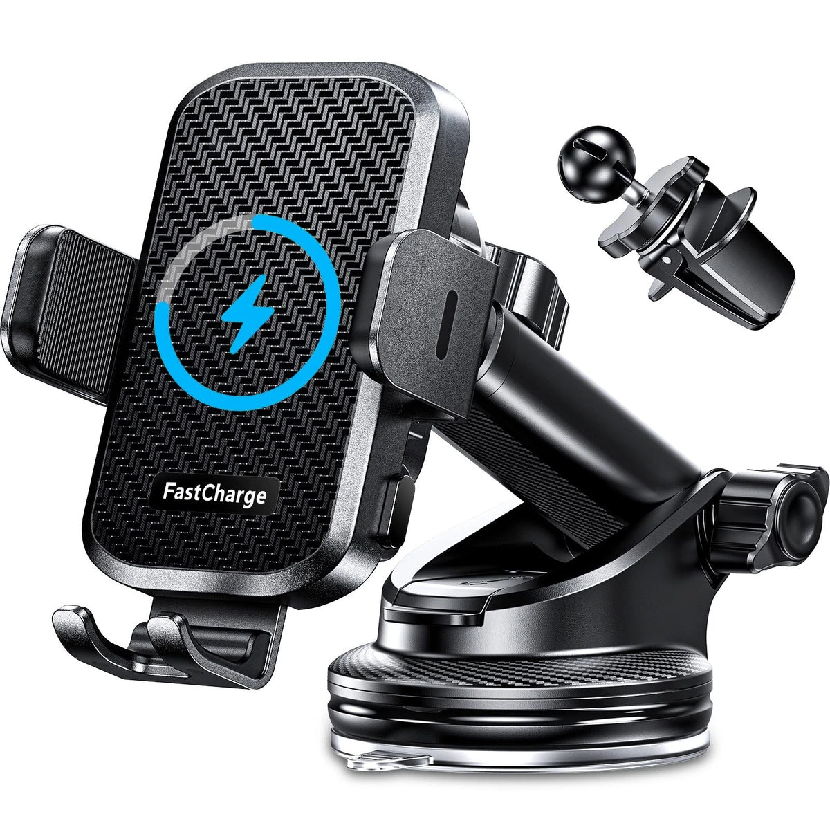 CHGeek Wireless Car Charger with Phone Holder Mount, 15W Fast Normal, Black