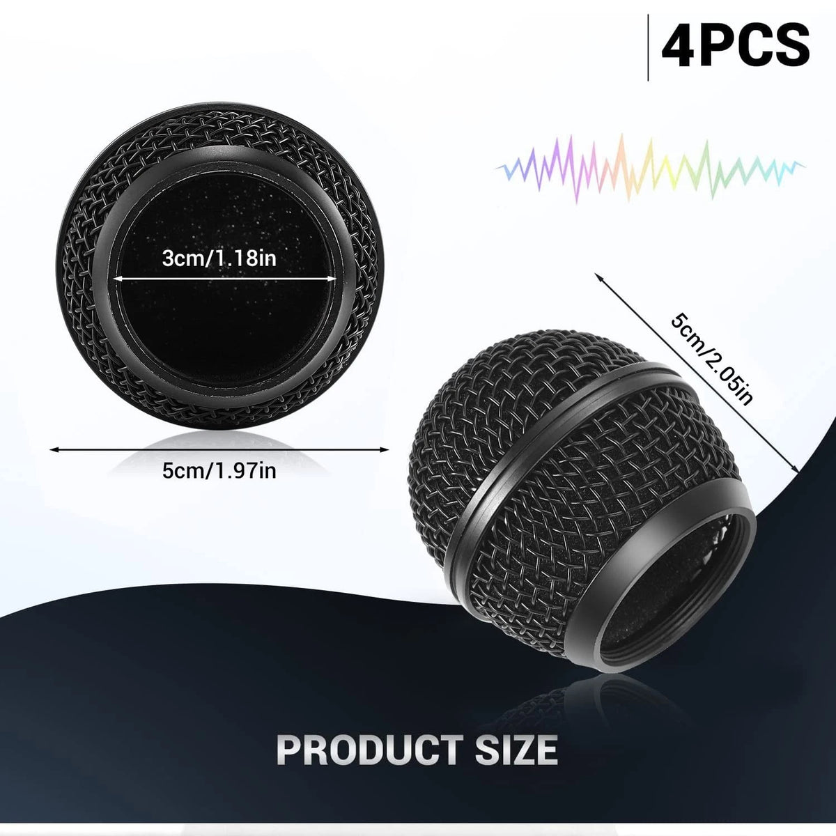 Facmogu 4PCS Black Microphone Ball Head Mesh Grill, SM58 Fit for SM58,