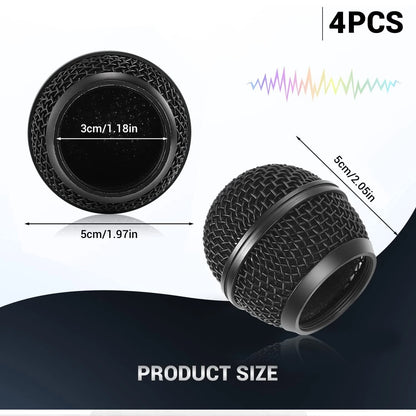 Facmogu 4PCS Black Microphone Ball Head Mesh Grill, SM58 Fit for SM58,