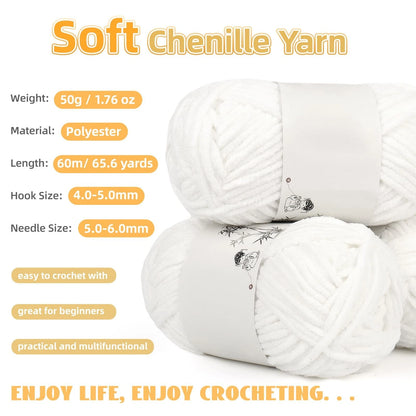 Aeelike Crochet Blanket Kit for Beginners, Easy Soft Kit, Pure White