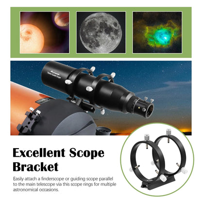 Astromania Adjustable Guiding Scope Ring Set with Plate Inside Diameter -90MM