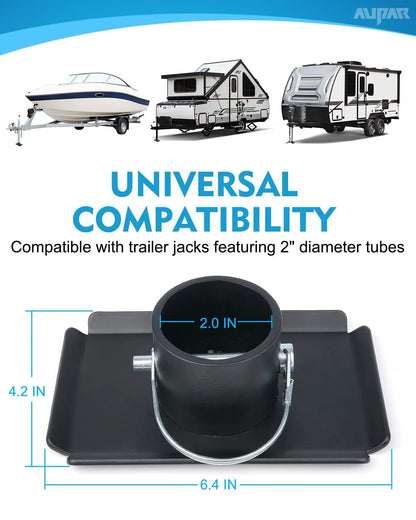 Aupar Trailer Jack Foot Plate with 3.9 inches x 6.3 x 2 inches, Black
