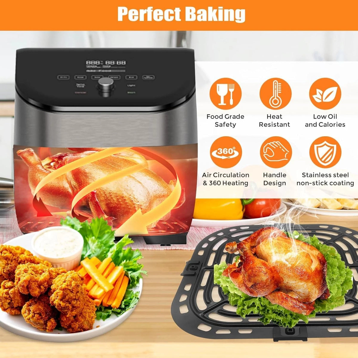 GZHCJJ Air Fryer Replacement Tray for 9.1''×9.5''for Instant 6QT, black