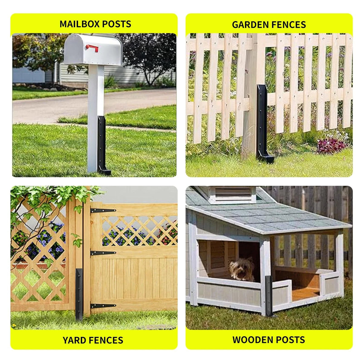 2pcs Fence Post Repair Kit - Fix Rotted or 1.96” x31.5” x15.75 in, Black