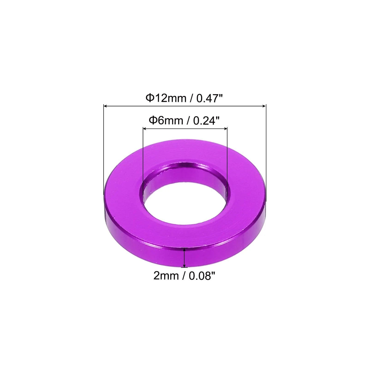MECCANIXITY 20pcs M6 Flat Washer Aluminum Gasket Anodized M6, Purple