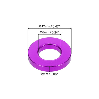 MECCANIXITY 20pcs M6 Flat Washer Aluminum Gasket Anodized M6, Purple