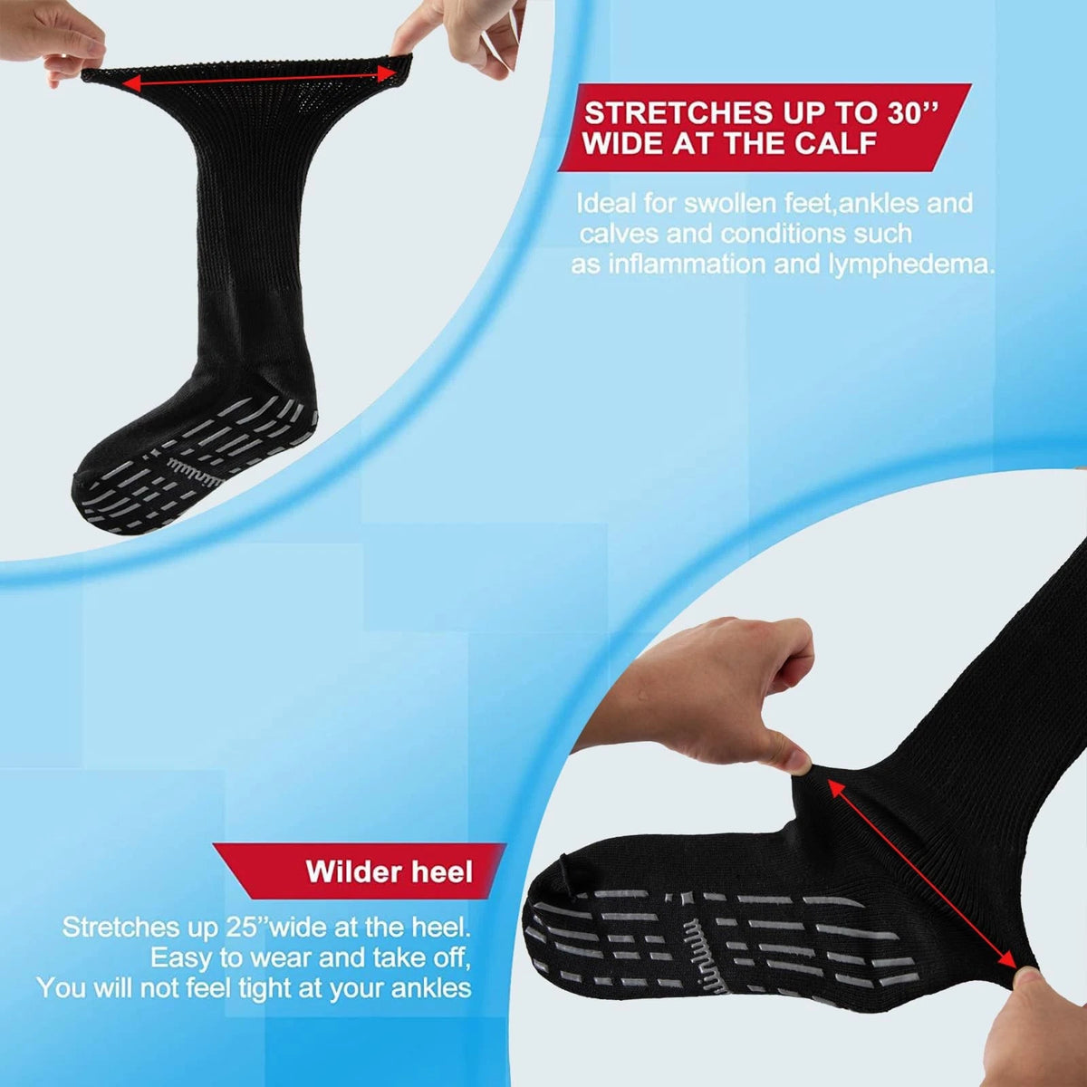 Bulinlulu Extra Width Diabetic Socks Women Men-4 Pairs Super Wide WIDE, Black