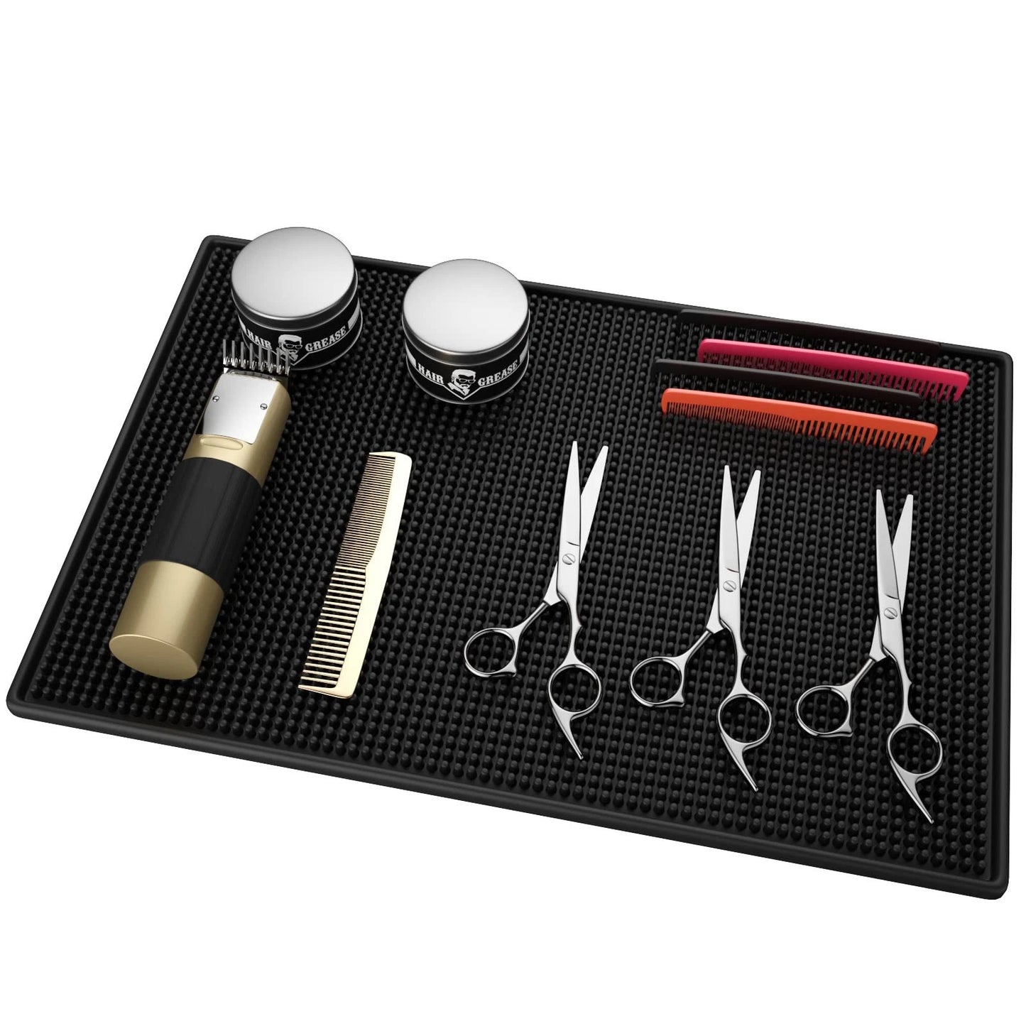 Noverlife Barber Station Mat for Hair 18x12x0.4 Inch (Pack of 1), Black