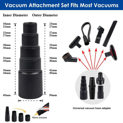 Alrens 10PCS Vacuum Attachments & Brushes Kit 1-1/4 inch to 1-7/8 inch, Black