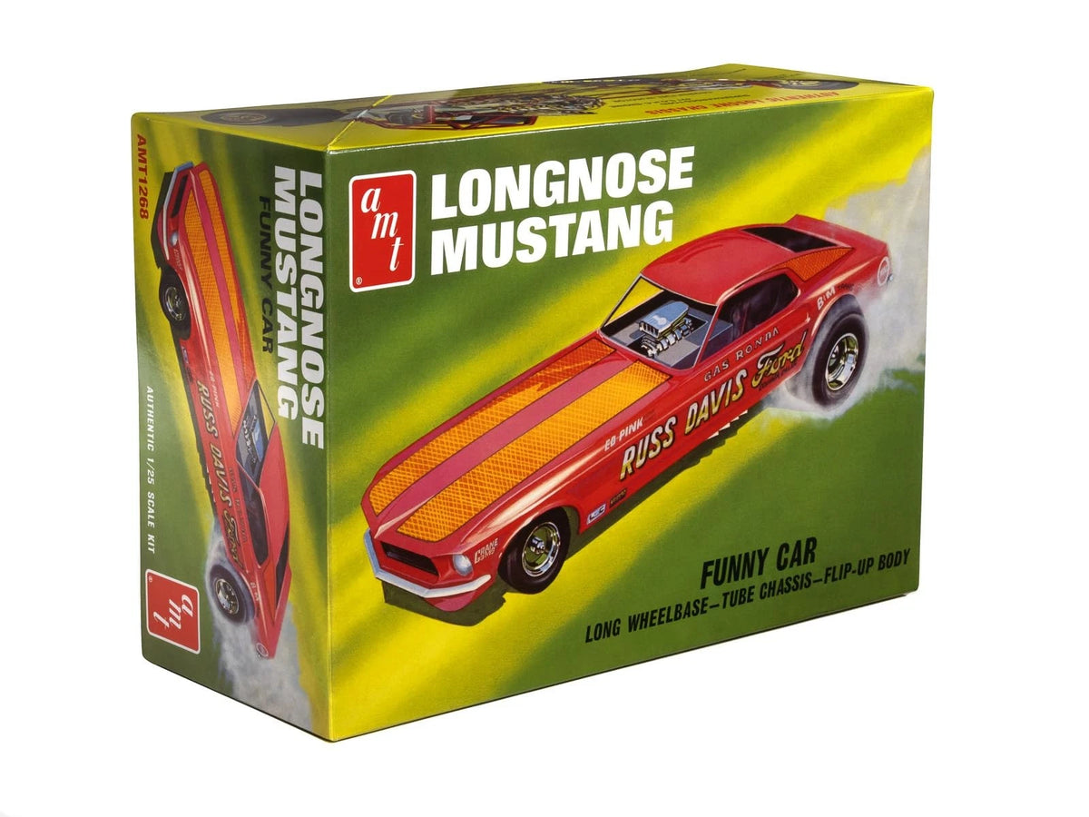 AMT 1969 Ford Mustang Long Nose Funny Car Gas Ronda 1:25 Scale 1 inch, White