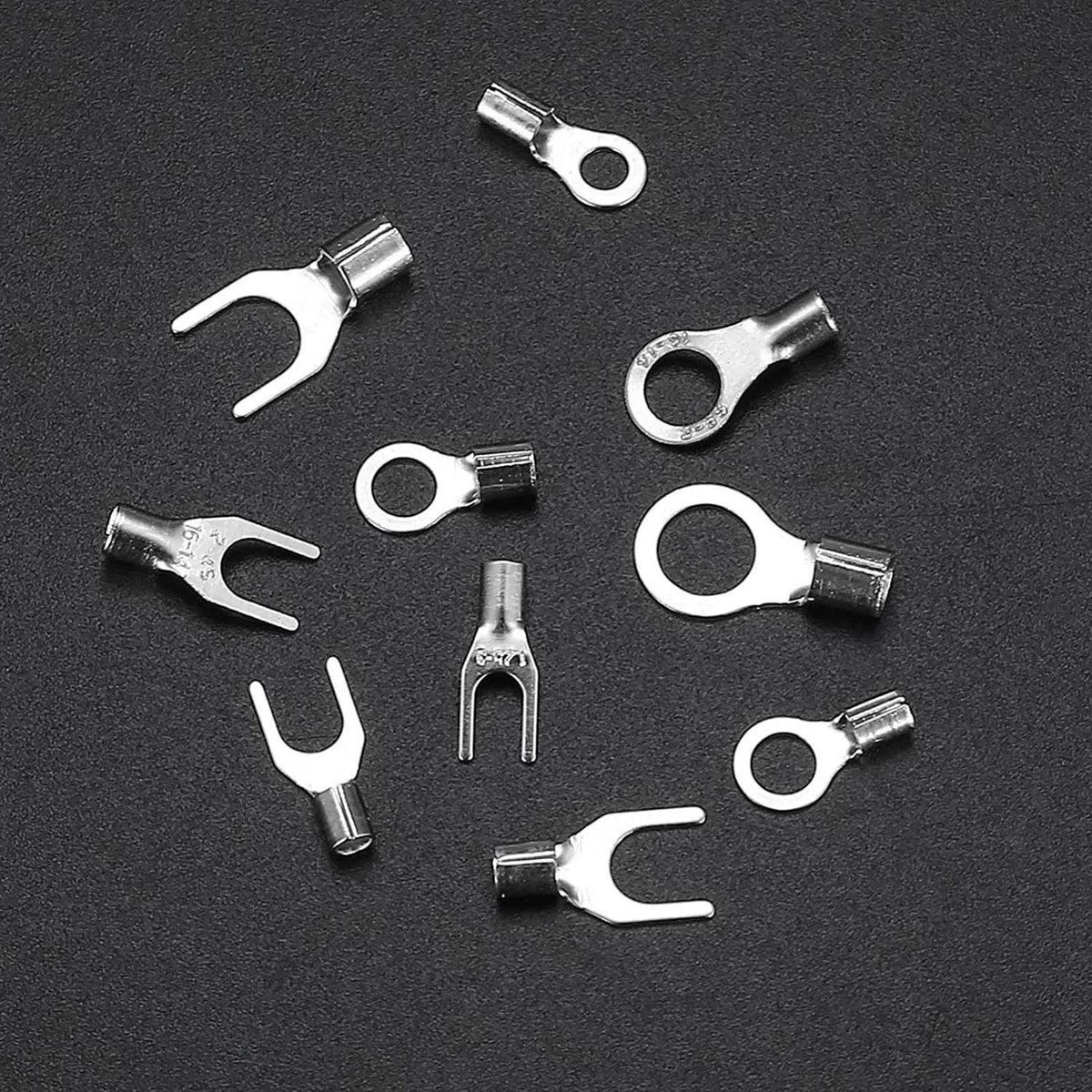 320Pcs Non Insulated Ring Fork Copper Crimp Sleeves 10 Sizes For Automotive Car