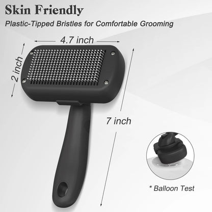 Swihauk Self Cleaning Slicker Brush for Dogs & Cats - Skin Large, Black