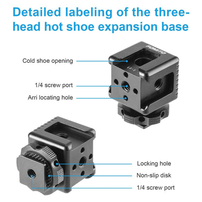 Fomito LX-3 3-Head Cold Shoe Mount with 1/4"-20 Thread for Camera L3, Black