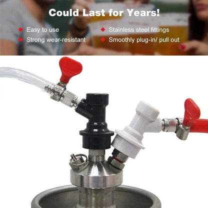 Ball Lock Keg Disconnect Quick 2 pairs of ball lock keg fittings, Red