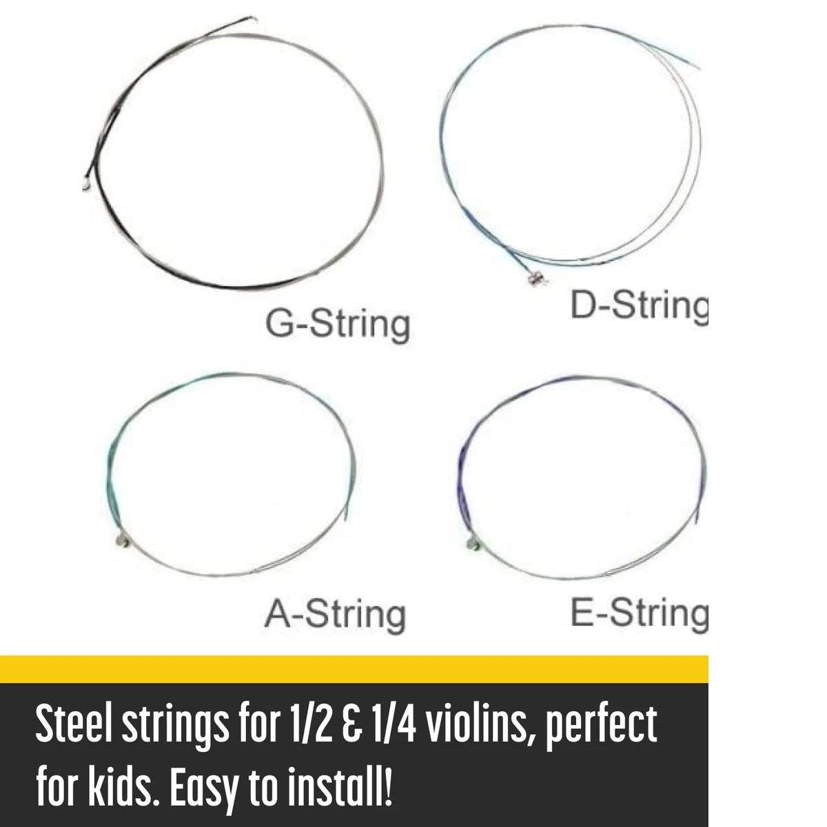 Stravilio Bronze Violin Strings Full Set - 1/2 and 1/4, Silver