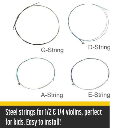 Stravilio Bronze Violin Strings Full Set - 1/2 and 1/4, Silver