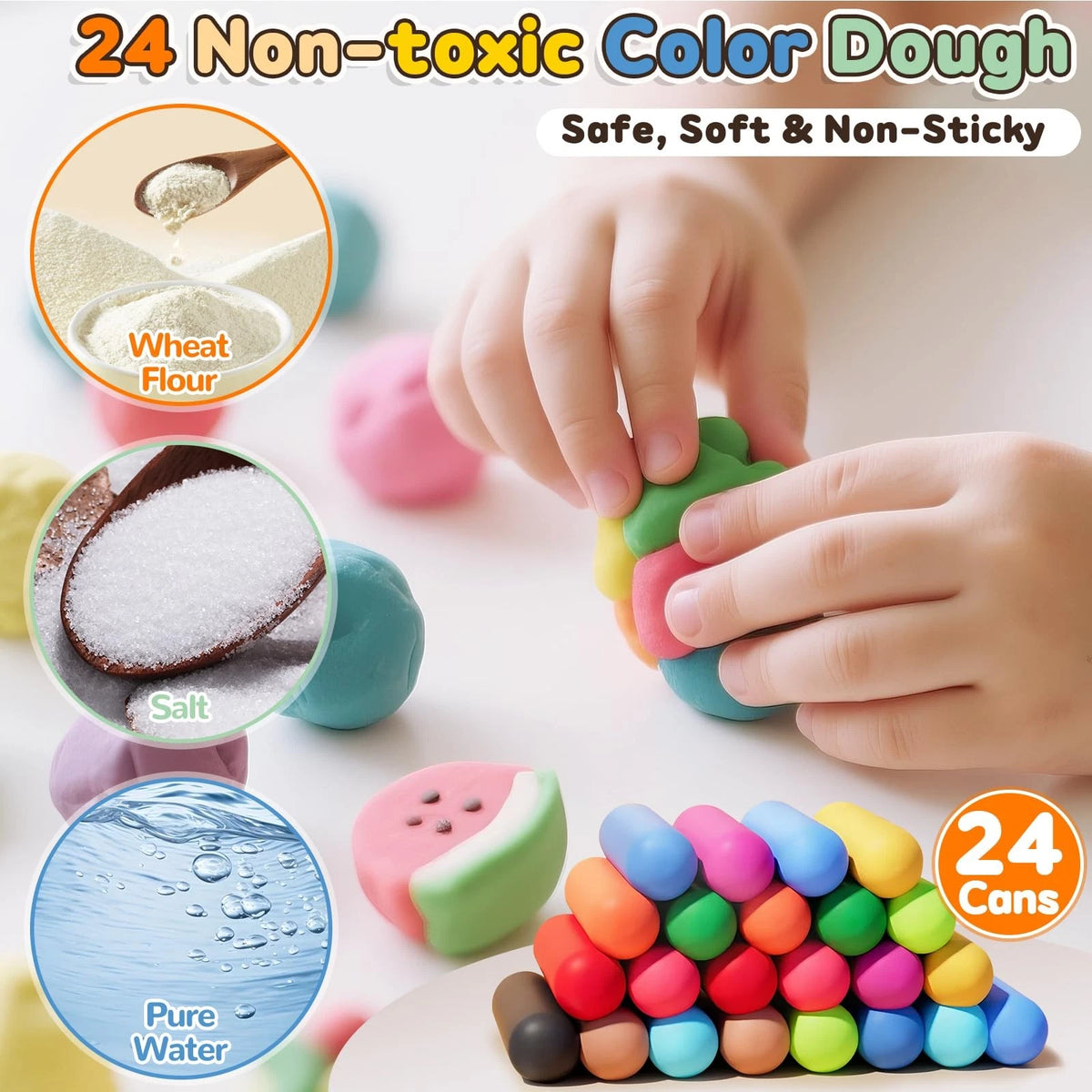 Crelloci 4 in 1 Color Dough Kitchen Creations Set, Ice Child-size, Multicolor