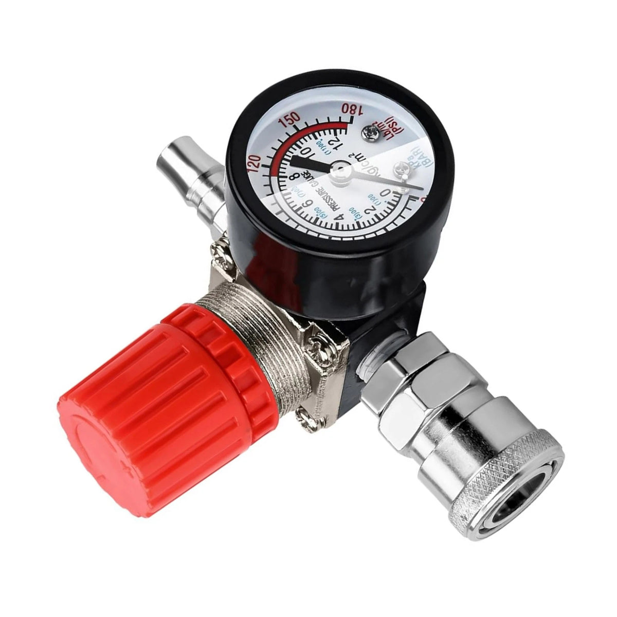 1/4" Air Compressor Pressure Gauge Regulator Valve 180 PSI for Tire Inflator