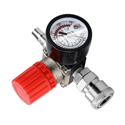 1/4" Air Compressor Pressure Gauge Regulator Valve 180 PSI for Tire Inflator