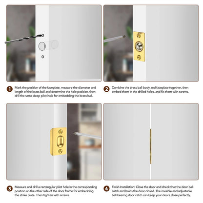 Ravinte 2 Pack Adjustable Door Ball Catch, Gold Closet 2 Pack,