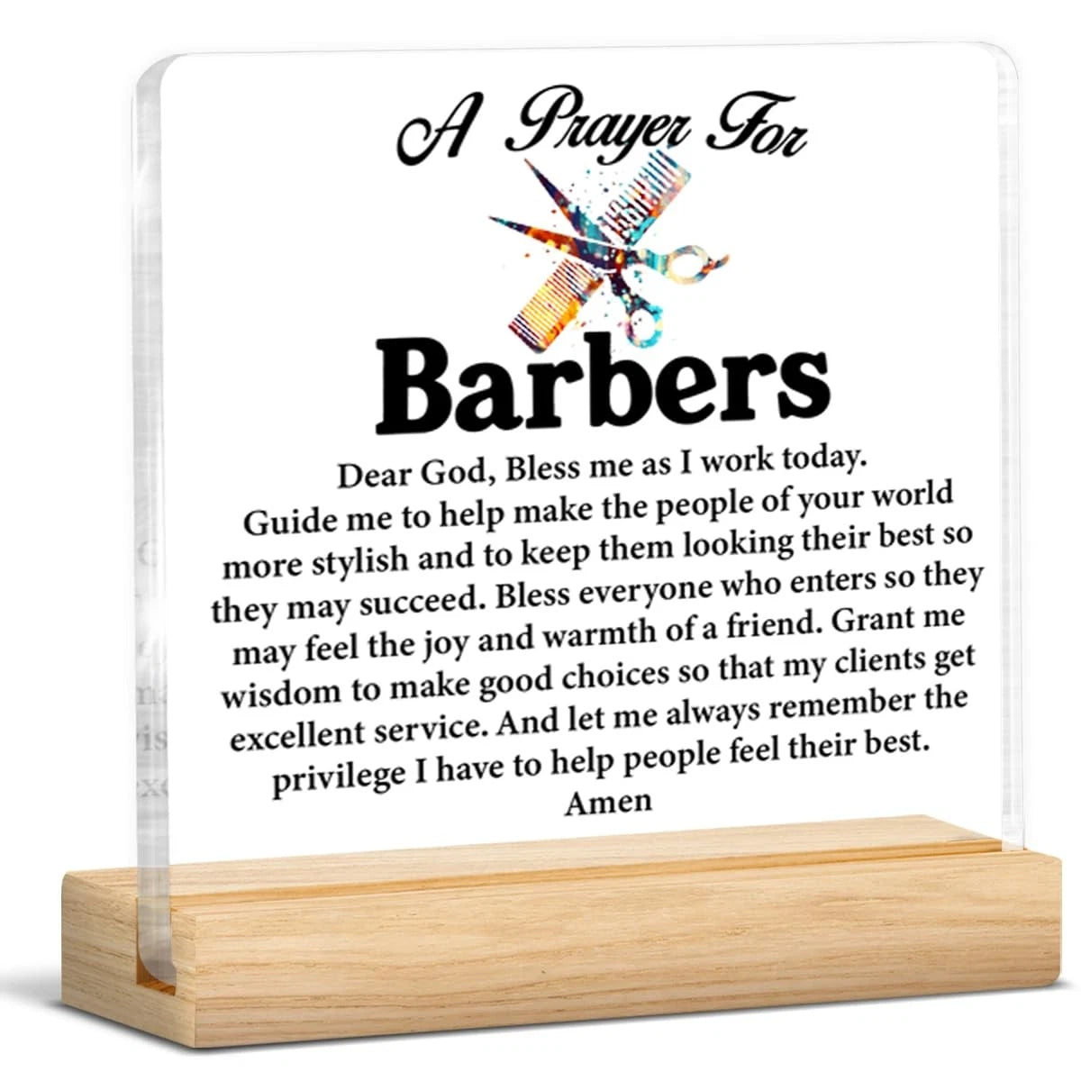 Barber Hairstylist Gifts for Women Men, Barbers Prayer Sign, Barbershop K