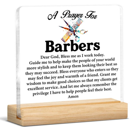 Barber Hairstylist Gifts for Women Men, Barbers Prayer Sign, Barbershop K