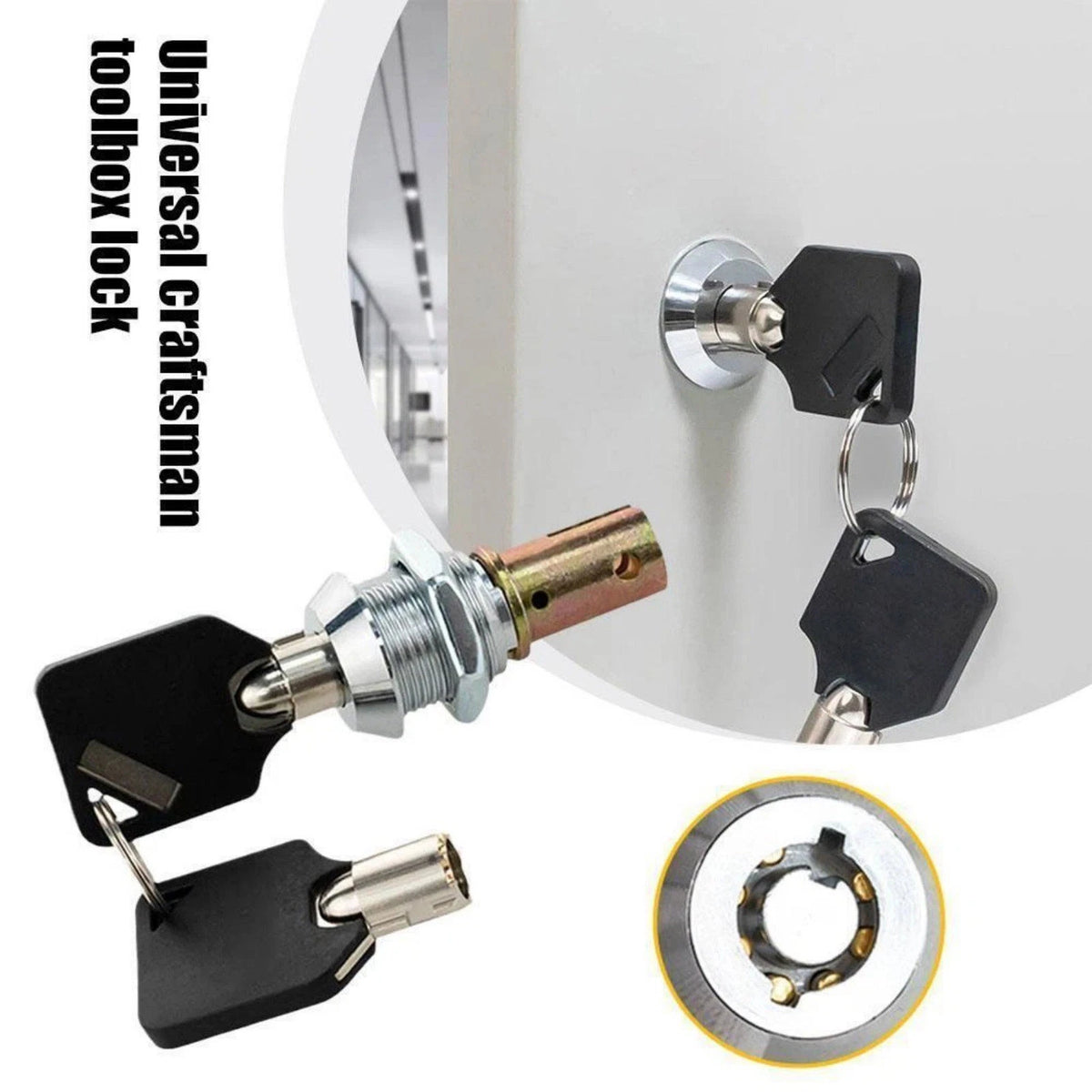 Tool Chest Lock Mechanism with Keys Replacement For Cabinets Storage Boxes