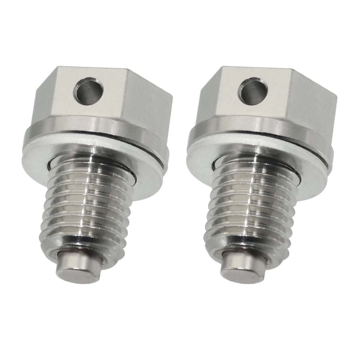 2Pcs MP01 M12 x 1.5 Engine Magnetic Oil Drain Plug with Gasket, Silver