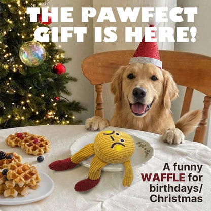 FURETTICO Squeaky Dog Chew Toy Teething Interactive Plush Medium, Waffle Doll