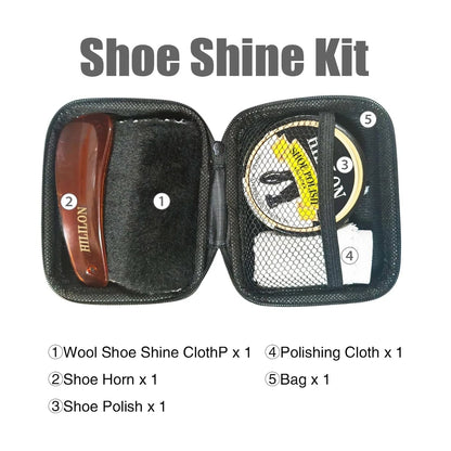HILILON Black Shoe Polish Kit for Men - Portable Shine Set 0.16kg,