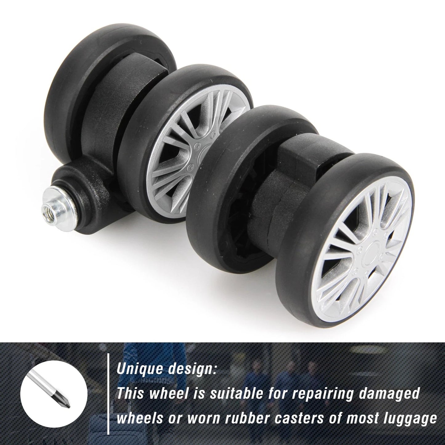 Zoofen Luggage Replacement Wheels 2 pcs Suitcase Silver