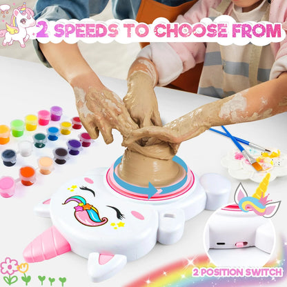 Pottery Wheel Kit for Kids with Glow Paints, Complete Arts white
