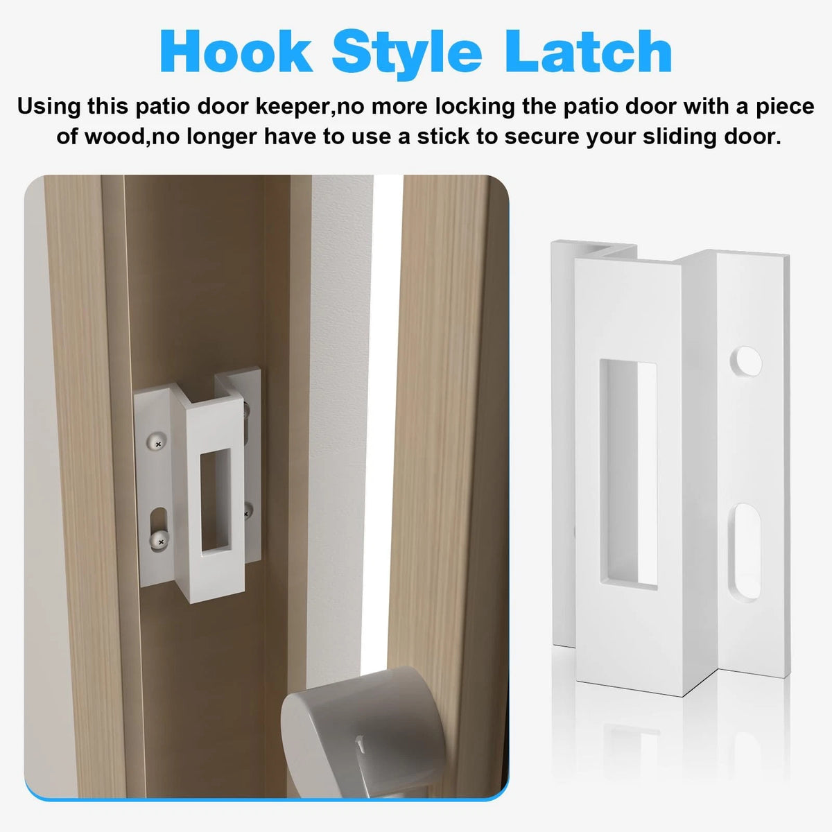 Patio Sliding Door Keeper／Hook Style Latch／E 2124 Latch Lock 1 Pack