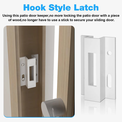 Patio Sliding Door Keeper／Hook Style Latch／E 2124 Latch Lock 1 Pack