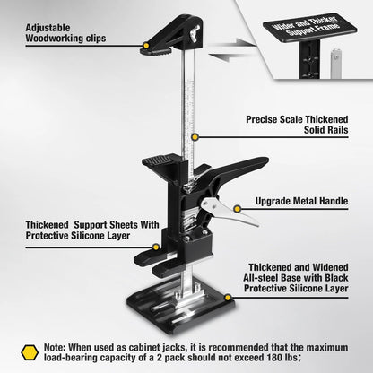 YELLOW JACKET Cabinet Jacks 2 Pack for Installing Cabinets, Labor black