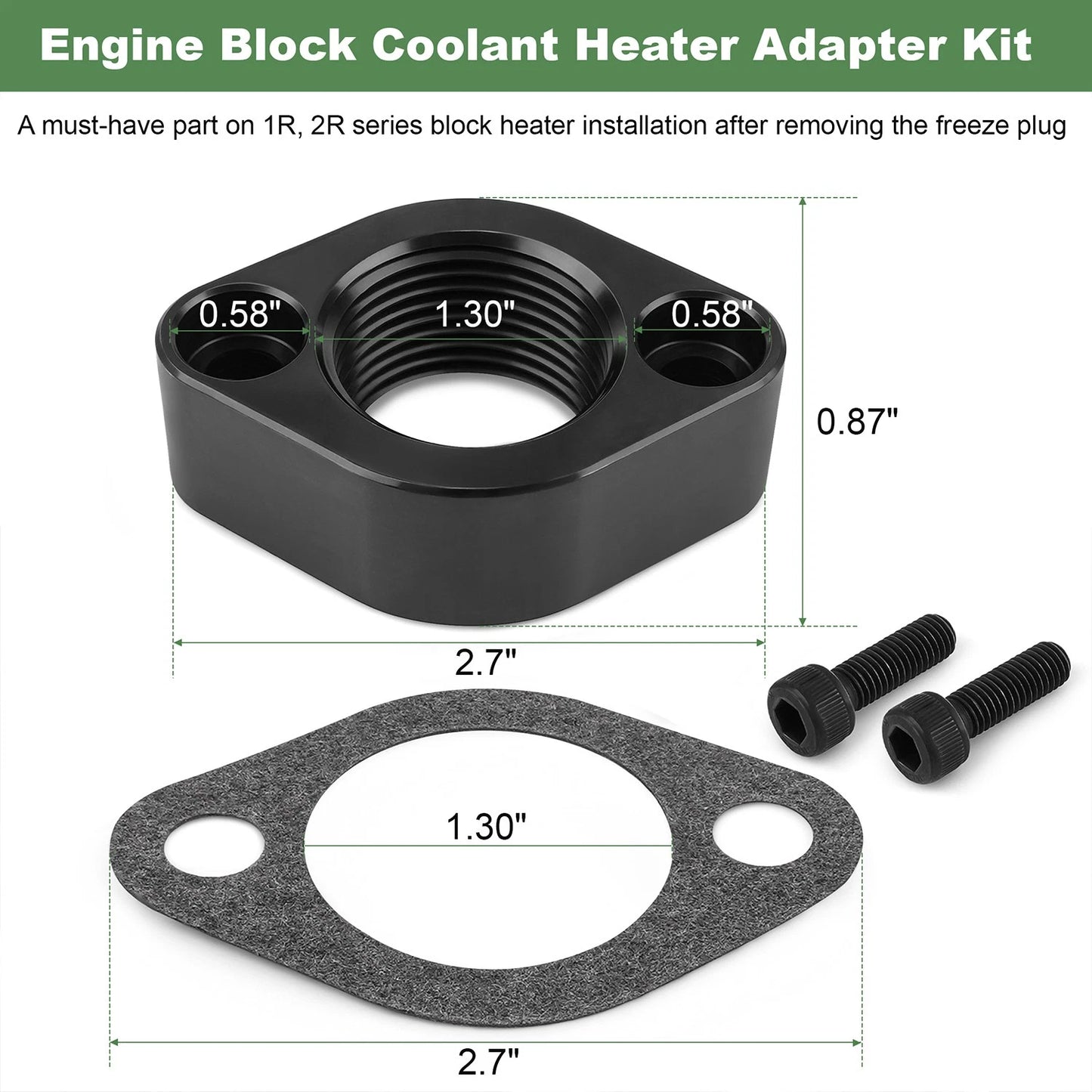 Engine Block Coolant Heater Adapter Kit For John Deere Compact Utility Tractors