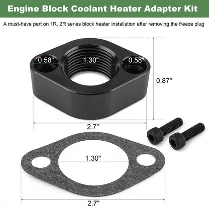 Engine Block Coolant Heater Adapter Kit For John Deere Compact Utility Tractors