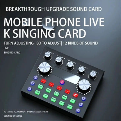 Multi-function V8S Sound Card W/Rich Sound Effect Live Broadcast Audio Equipment