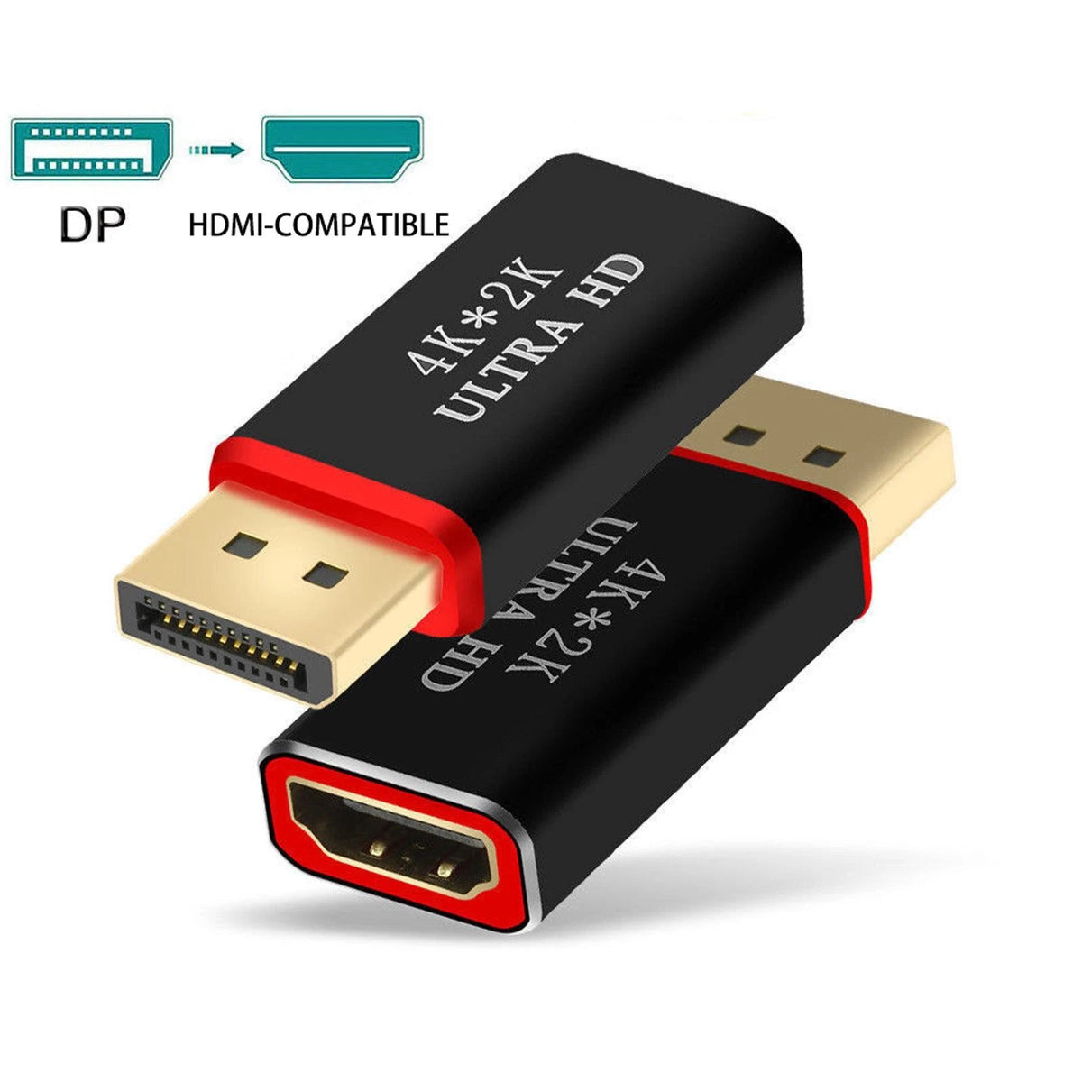 2* High Speed Active 4K DP Display Port To HDMI Adapter DisplayPort AV Adapter.