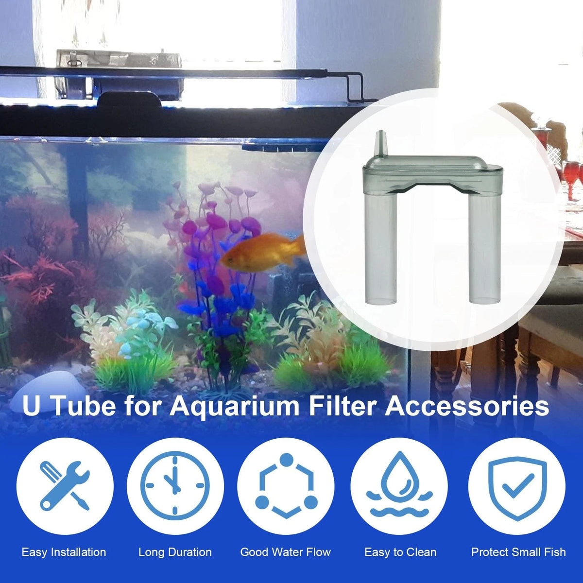 HEBRAR Aquarium Filter Intake Extension Tube, U Tube Compatibility with Clear