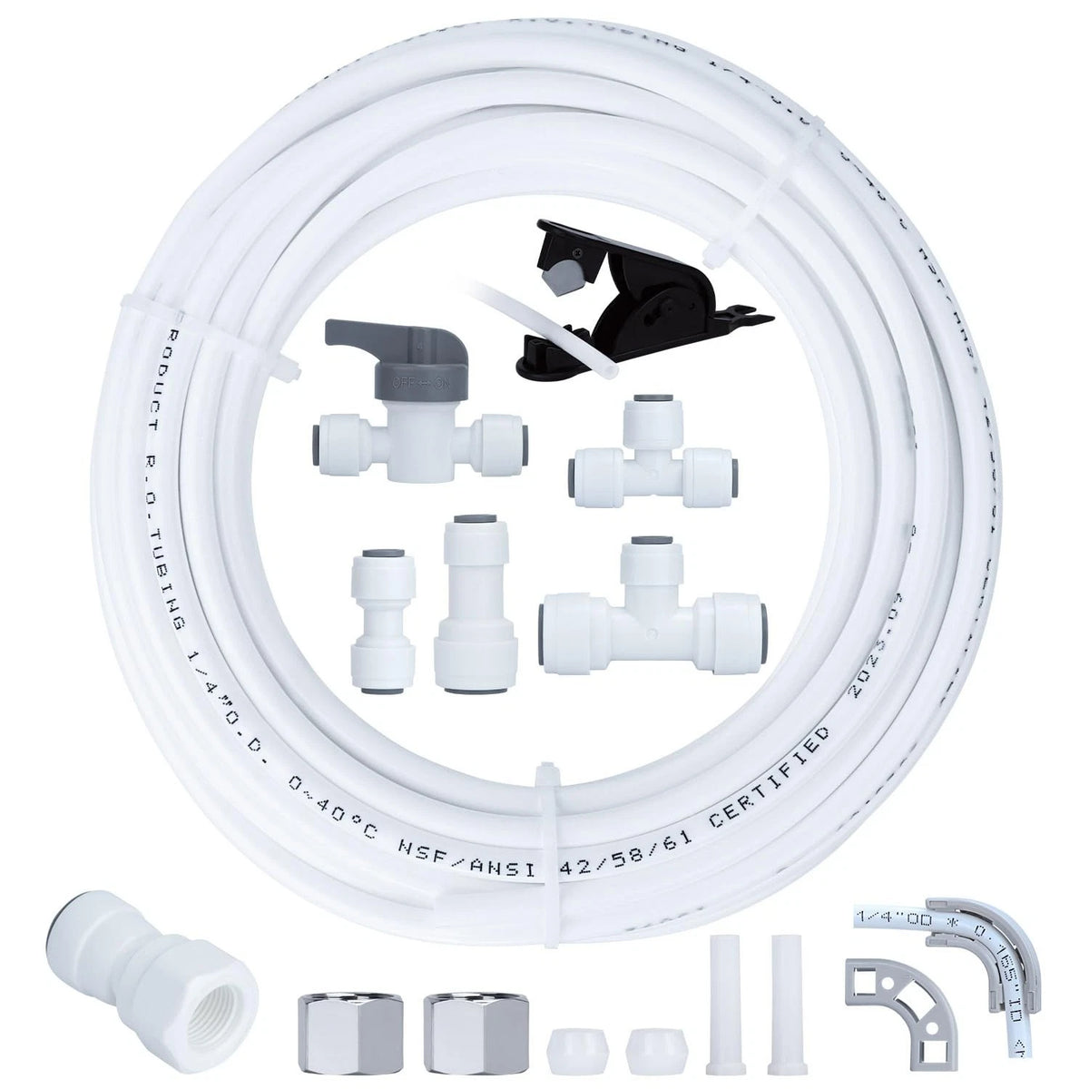 Refrigerator Water Line Kit - 1/4" Tubing 25ft Kit, White
