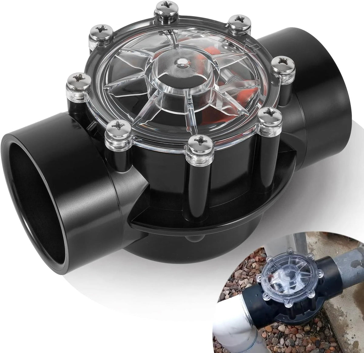 Replaces for Jandy 7305 Check valve, 2” to 2-1/2”, Prevents Water Black