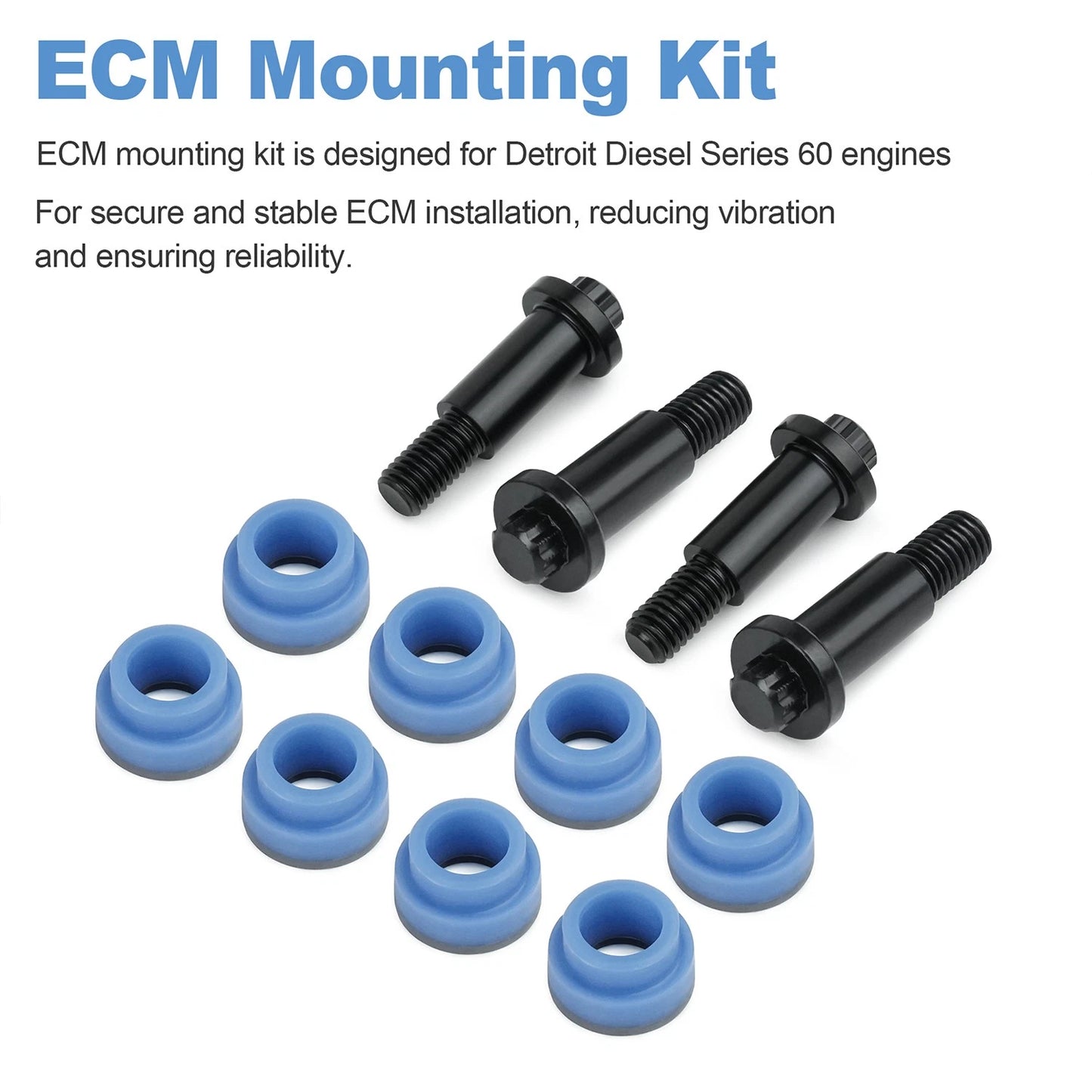 ECM Mounting Kit For Detroit Diesel S60 (8 Isolators,4 Bolts) 23512307, 23512309
