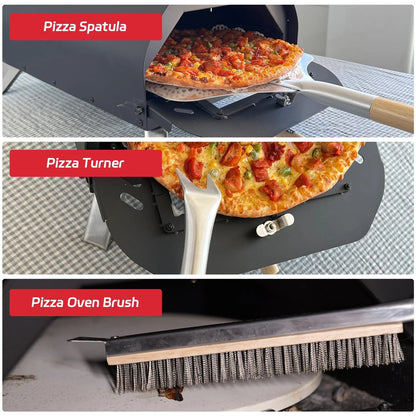 7PCS Pizza Oven Accessories Kit | Peel, Brush, 12, Stainless Steel