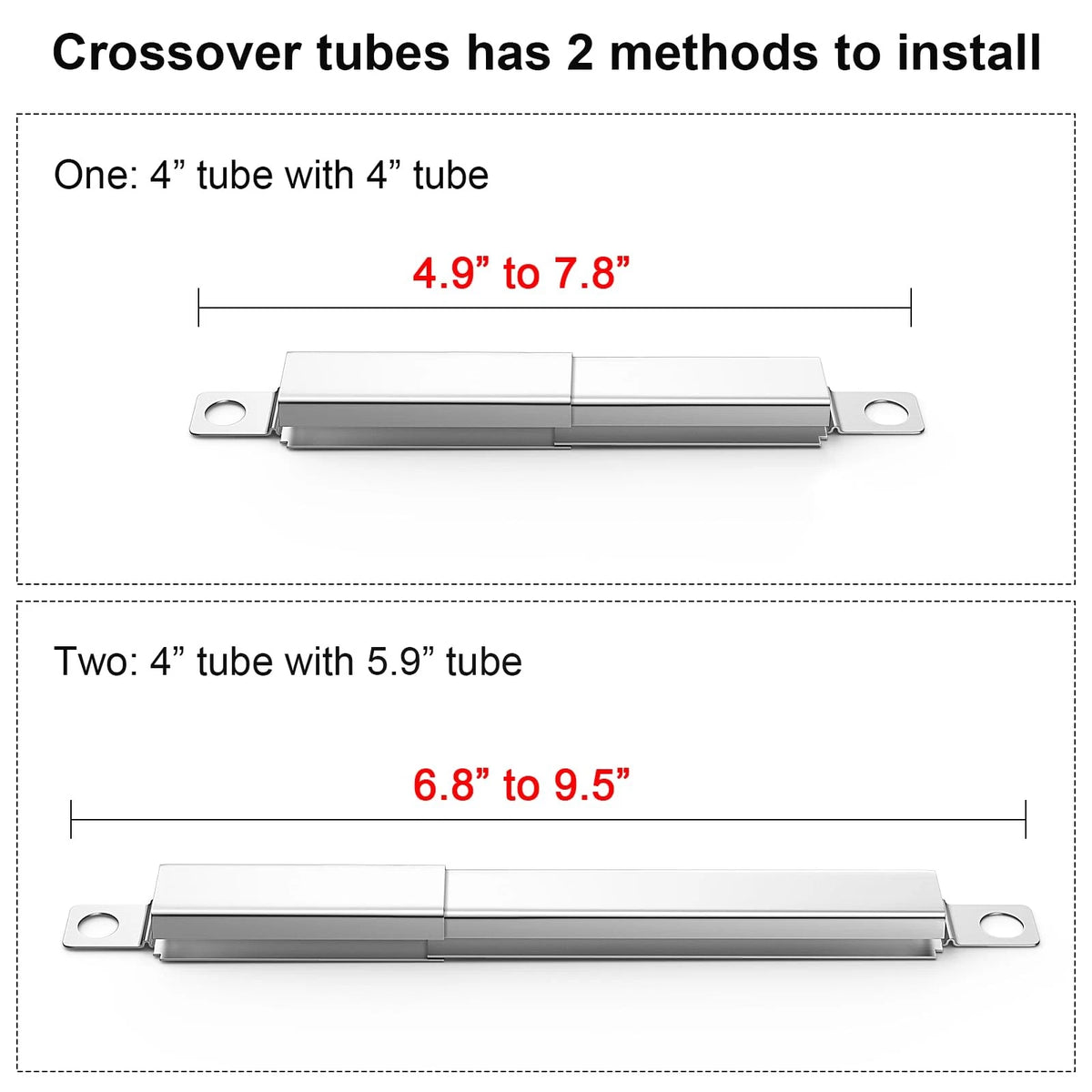 Uniflasy 304 Stainless Steel Carryover Tubes Adjustable Crossover Tube